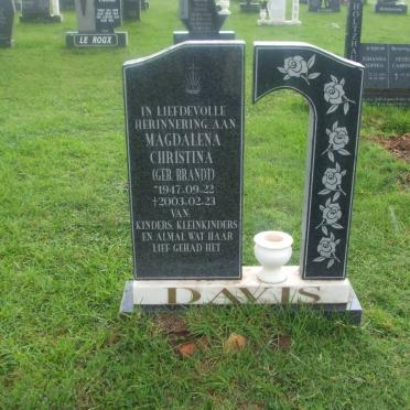 DAVIS Magdalena Christina nee BRANDT 1947-2003
