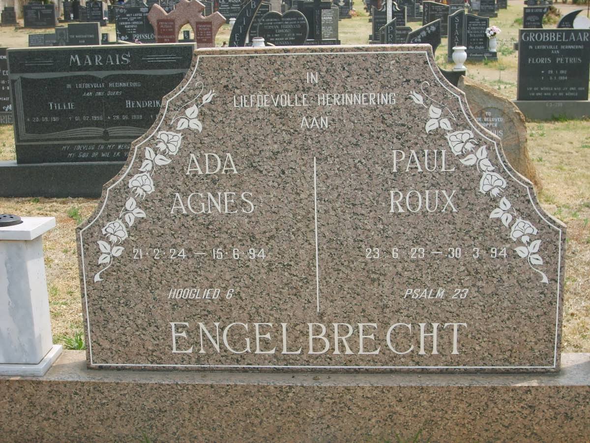 ENGELBRECHT Paul Roux 1923-1994 & Ada Agnes 1924-1994