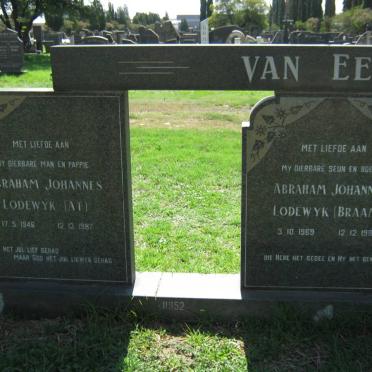 EEDEN Abraham Johannes Lodewyk, van 1946-1987 :: VAN EEDEN Abraham Johannes Lodewyk 1969-198 :: VAN EEDEN Jacoba Elizabeth 1971-