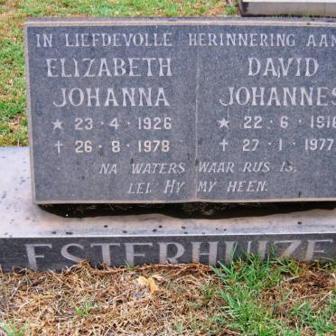 ESTERHUIZEN David Johannes 1916-1977 &amp; Elizabeth Johanna 1926-1978