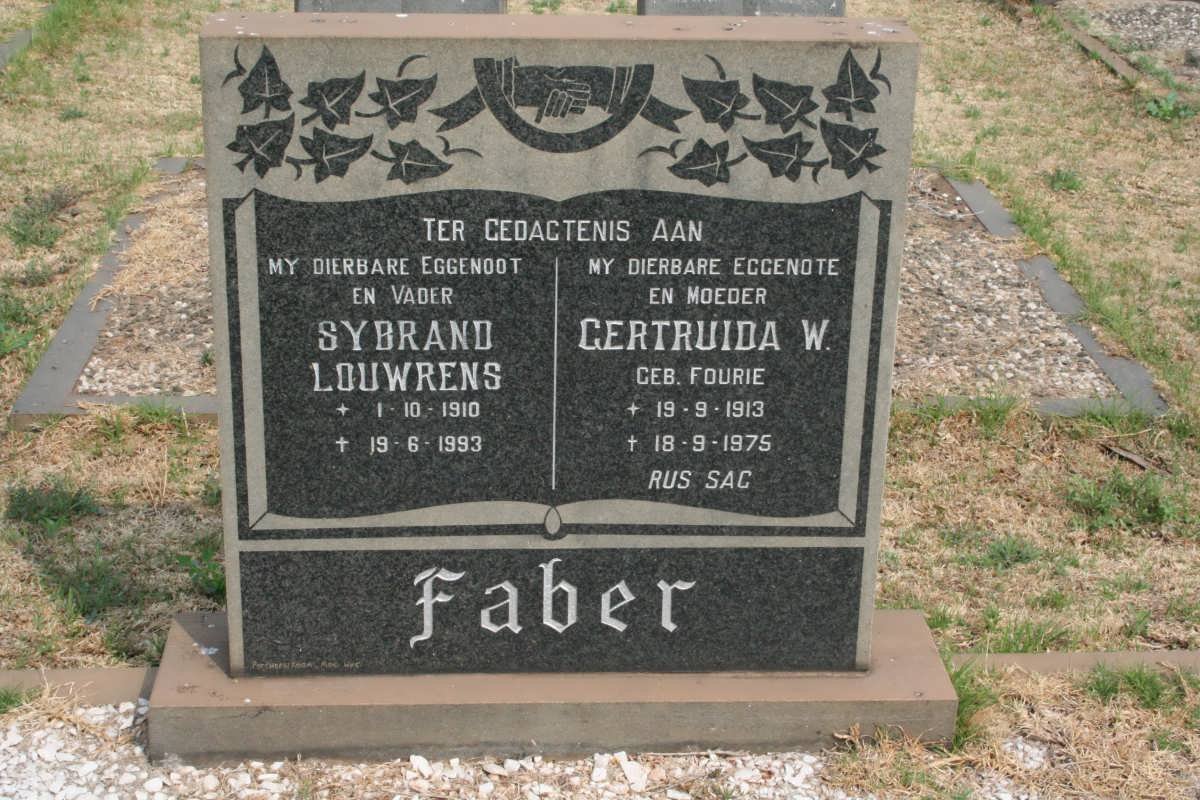 FABER Sybrand Louwrens 1910-1993 & Gertruida W. FOURIE 1913-1975
