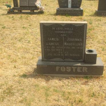 FOSTER James Sameul 1933-1994 &amp; Johanna Magdalena 1942-