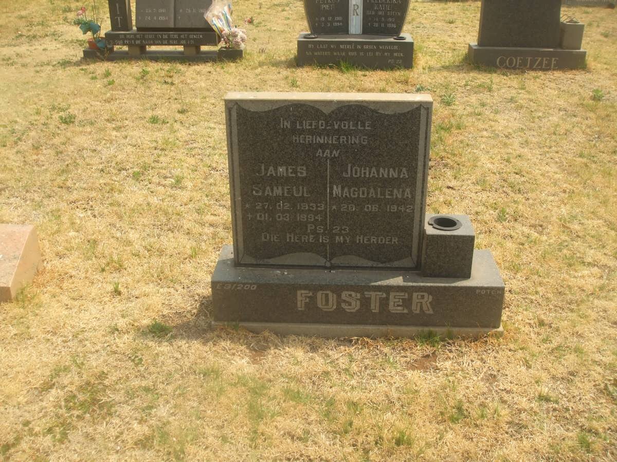 FOSTER James Sameul 1933-1994 & Johanna Magdalena 1942-