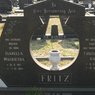 FRITZ Christoffel David 1913-1985 &amp; Isabella Magrietha 1917-1994