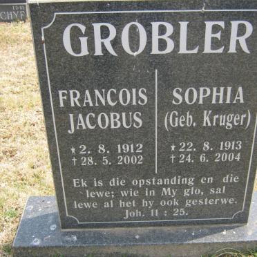 GROBLER Francois Jacobus 1912-2002 &amp; Sophia KRUGER 1913-2004