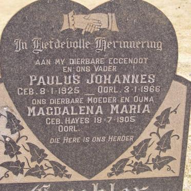 GROBLER Paulus Johannes 1925-1966 &amp; Magdalena Maria HAYES 1905-
