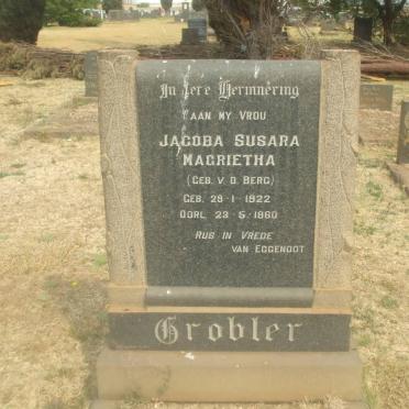GROBLER Jacoba Susara Magrietha nee V.D.BERG 1922-1960