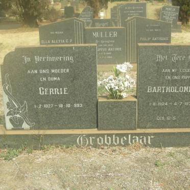 GROBBELAAR Bartholomeus J. 1924-1974 &amp; Gerrie 1927-1993
