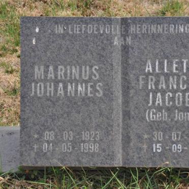HARMSE Marinus Johannes 1923-1998 &amp; Alletta Francina Jacoba JONCK 1925-2004