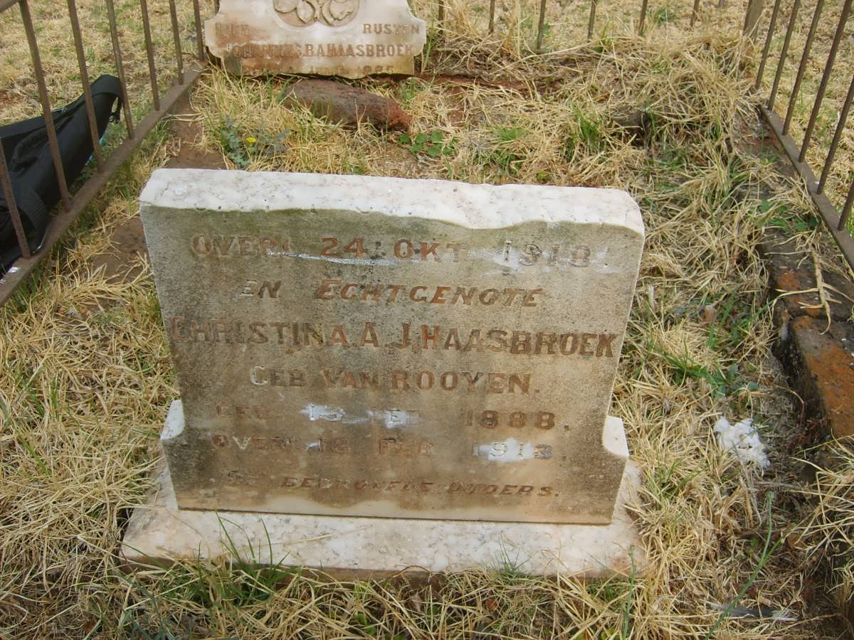 HAASBROEK Johannes B.A. 1885-1918 & Christina A.J. VAN ROOYEN 1888-1913