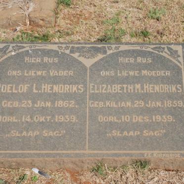 HENDRIKS Roelof L. 1862-1939 &amp; Elizabeth M. KILIAN 1859-1939 