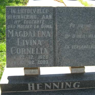 HENNING Magdalena Livina Cornelia 1925-2003
