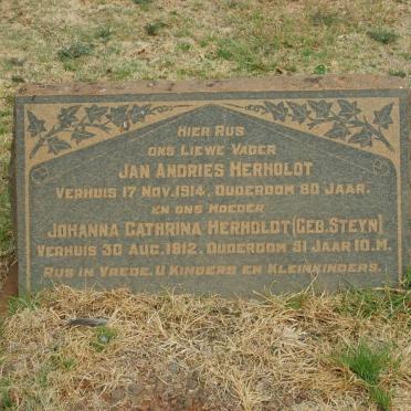 HERHOLDT Jan Andries -1914 &amp; Johanna Cathrina STEYN -1912
