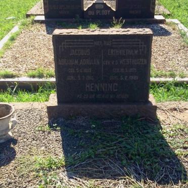 HENNING Jacobus Abraham Adriaan 1893-1960 &amp; Erthnietha W.T. VAN DER WESTHUIZEN 1899-1961