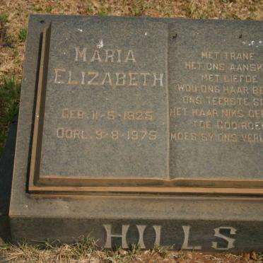 HILLS Maria Elizabeth 1925-1975