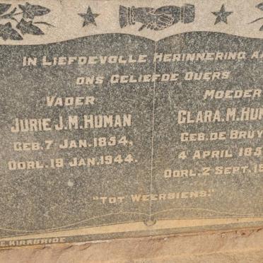 HUMAN Jurie J.M. 1854-1944 &amp; Clara M. DE BRUYN 1854-1942