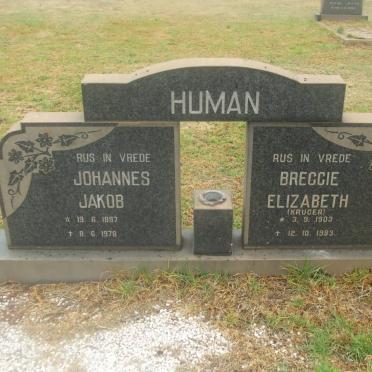 HUMAN Johannes Jakob 1897-1978 &amp; Breggie Elizabeth KRUGER 1903-1983
