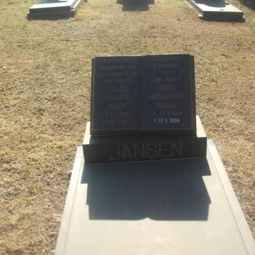 JANSEN Daniel Lodewickus Cronje 1934-2008 &amp; Allida Susanna Maria 1936-1984