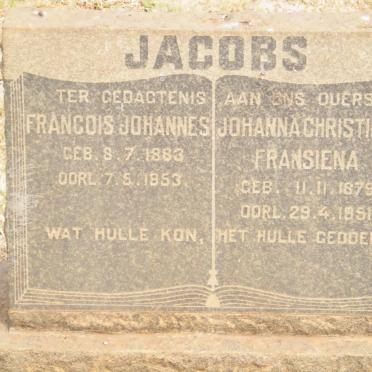 JACOBS Francois Johannes 1863-1953 &amp; Johanna Christiena Fransiena 1879-1951