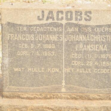 JACOBS Francois Johannes 1863-1953 &amp; Johanna Christiena Fransiena 1879-1951