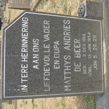 JACOBS Matthys Andries De Beer 1913-1954