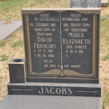 JACOBS David Francois 1912-1990 &amp; Maria Elizabeth SCHOLTS 1918-