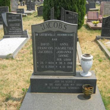 JACOBS David Francois Jacobus 1924-2004 &amp; Anna Magrietha Johanna LOUW 1918-1991