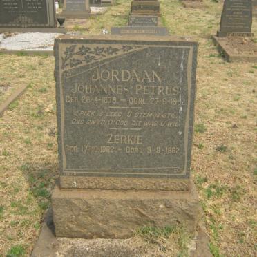 JORDAAN Johannes Petrus 1879-1952 &amp; Zerkie 1882-1962
