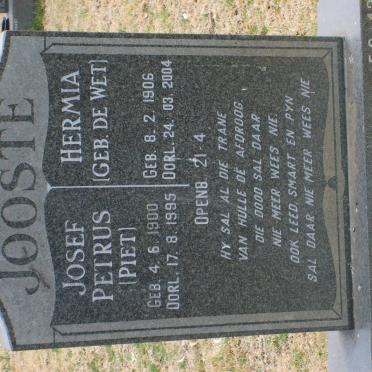 JOOSTE Josef Petrus 1900-1995 &amp; Hermia DE WET 1906-2004