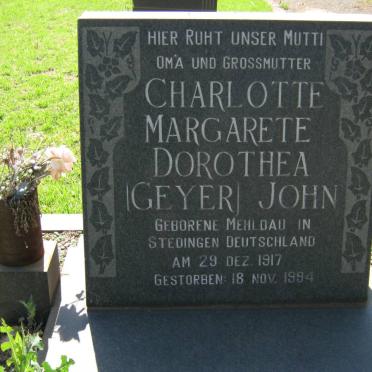 JOHN Albert 1909-1982 &amp; Cäti Berhardine WAGSCHAL 1906-1959 :: JOHN Charlotte Margarete Dorothea GEYER 1917-1994