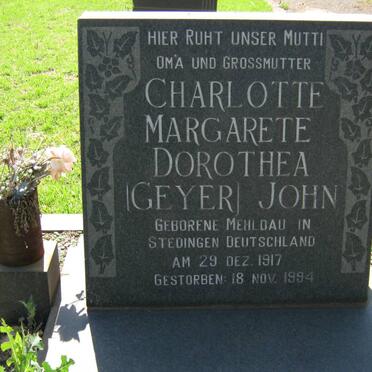 JOHN Albert 1909-1982 &amp; Cäti Berhardine WAGSCHAL 1906-1959 :: JOHN Charlotte Margarete Dorothea GEYER 1917-1994