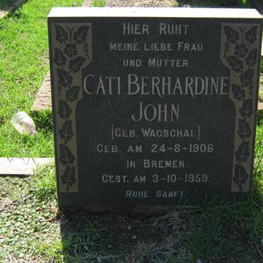 JOHN Cäti Berhardine nee WAGSCHAL 1906-1959