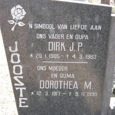 JOOSTE Dirk J.P. 1905-1983 &amp; Dorothea M. 1917-1999