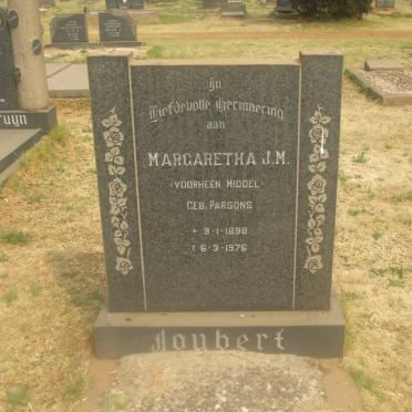 JOUBERT Margaretha J.M. formerly MIDDEL nee PARSONS 1898-1976