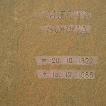 JORDAAN Aletta Sophia 1922-1985