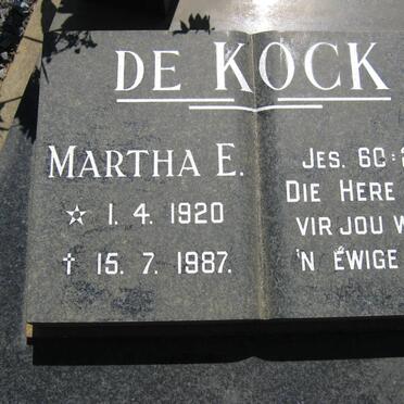 KOCK Christiaan L., de 1929-2009 &amp; Martha E. 1920-1987