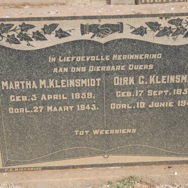 KLEINSMIDT Dirk C. 1859-1946 &amp; Martha M. 1859-1943