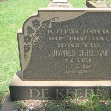 KLERK Johannes Christiaan, de 1898-1964