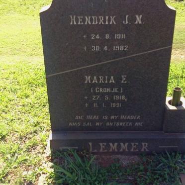 LEMMER Hendrik J.N. 1911-1982 &amp; Maria E. CRONJE 1918-1991