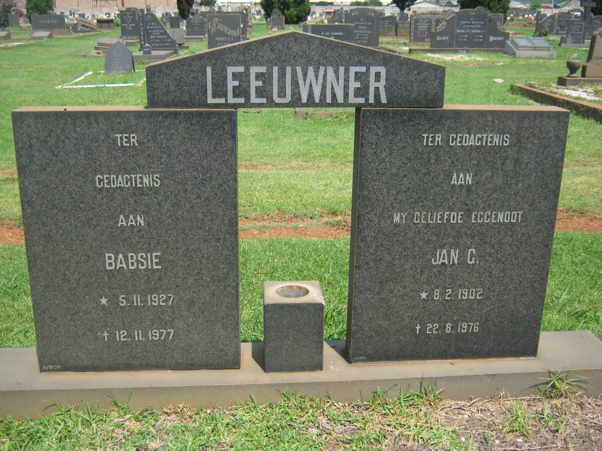 LEEUWNER Jan G. 1902-1976 & Babsie 1927-1977