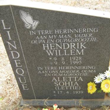 LINDEQUE Hendrik Willem 1928-1995 &amp; Aletta Sophia 1939-