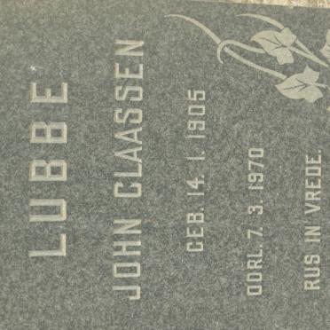 LUBBE John Claassen 1905-1970
