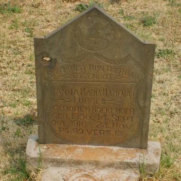 LUBBER Anna Maria Matiena nee KOEKEMOER 1856-1916