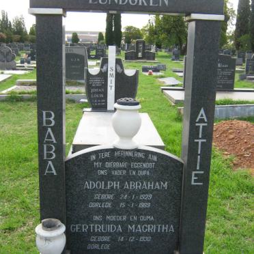 LUNDGREN Adolph Abraham 1929-1989 &amp; Gertruida Magritha 1930