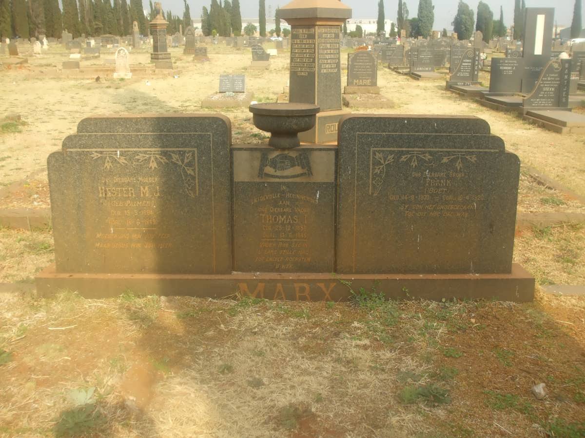 MARX Thomas I. 18??-194? &amp; Hester M.J. nee PALMER 18?4-194? :: MARX Frank 1900-1923