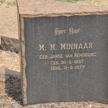 MINNAAR M.M. nee JANSE VAN RENSBURG 1897-1977