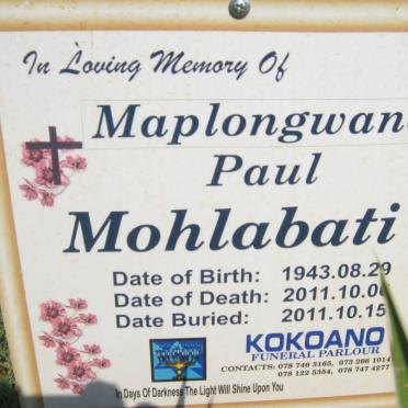 MOHLABATI Maplongwane Paul 1943-2011