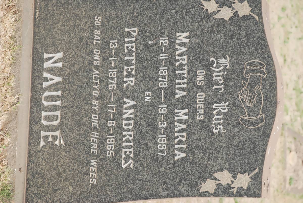 NAUDÉ Pieter Andries 1876-1965 & Martha Maria 1878-1937