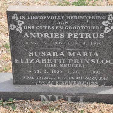 NELL Andries Petrus 1907-1996 &amp; Susara Maria Elizabeth Prinsloo KRUGER 1920-1995