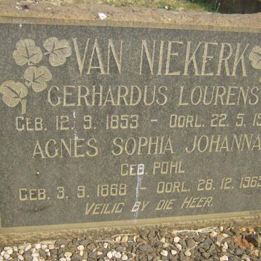 NIEKERK Gerhardus Lourens, van 1853-1929 &amp; Agnes Sophia Johanna POHL 1868-1965